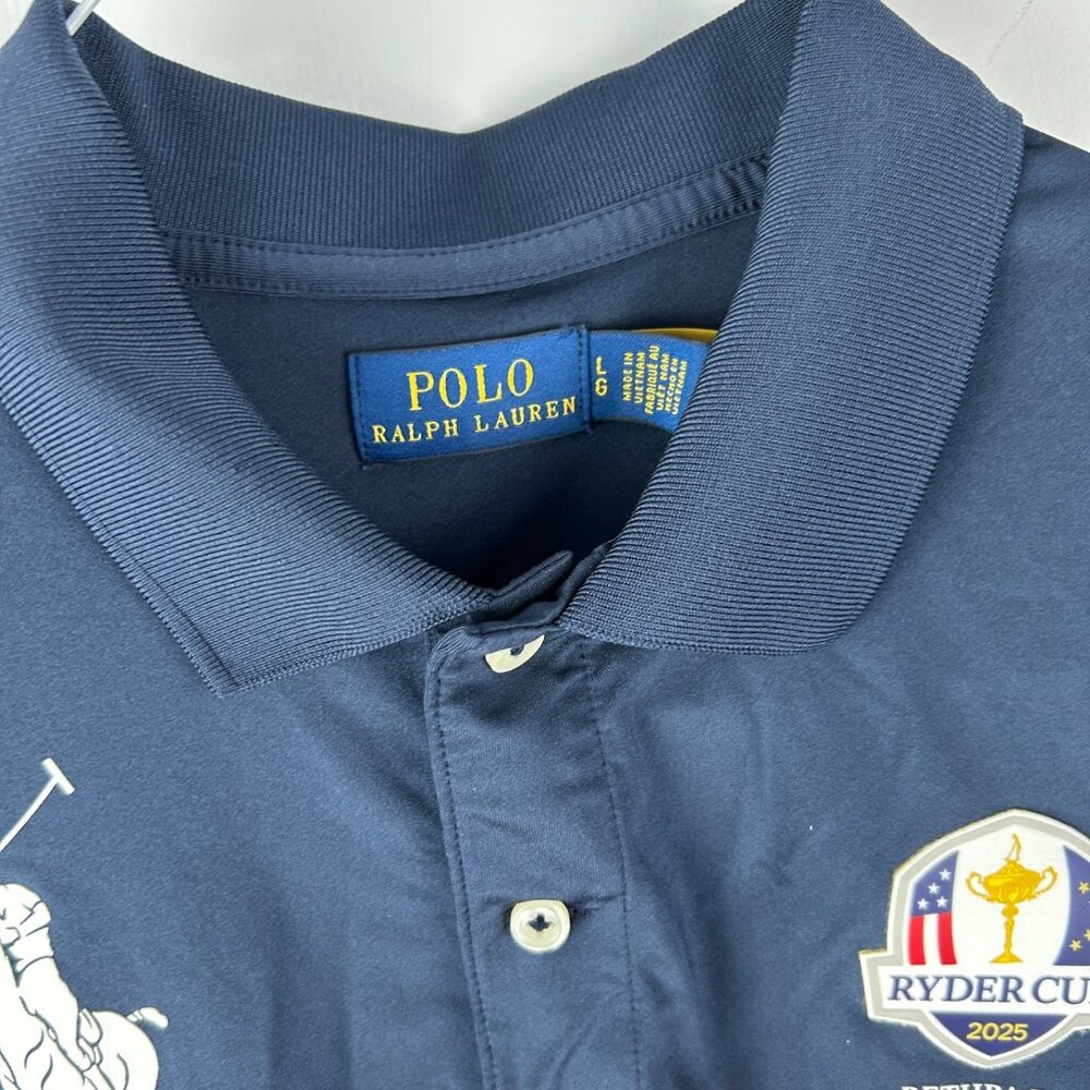RYDER CUP 2025 POLO SHIRT RALPH LAUREN GOLF GIFT BETHPAGE Blue WOMENS LARGE EUC - Picture 5 of 12
